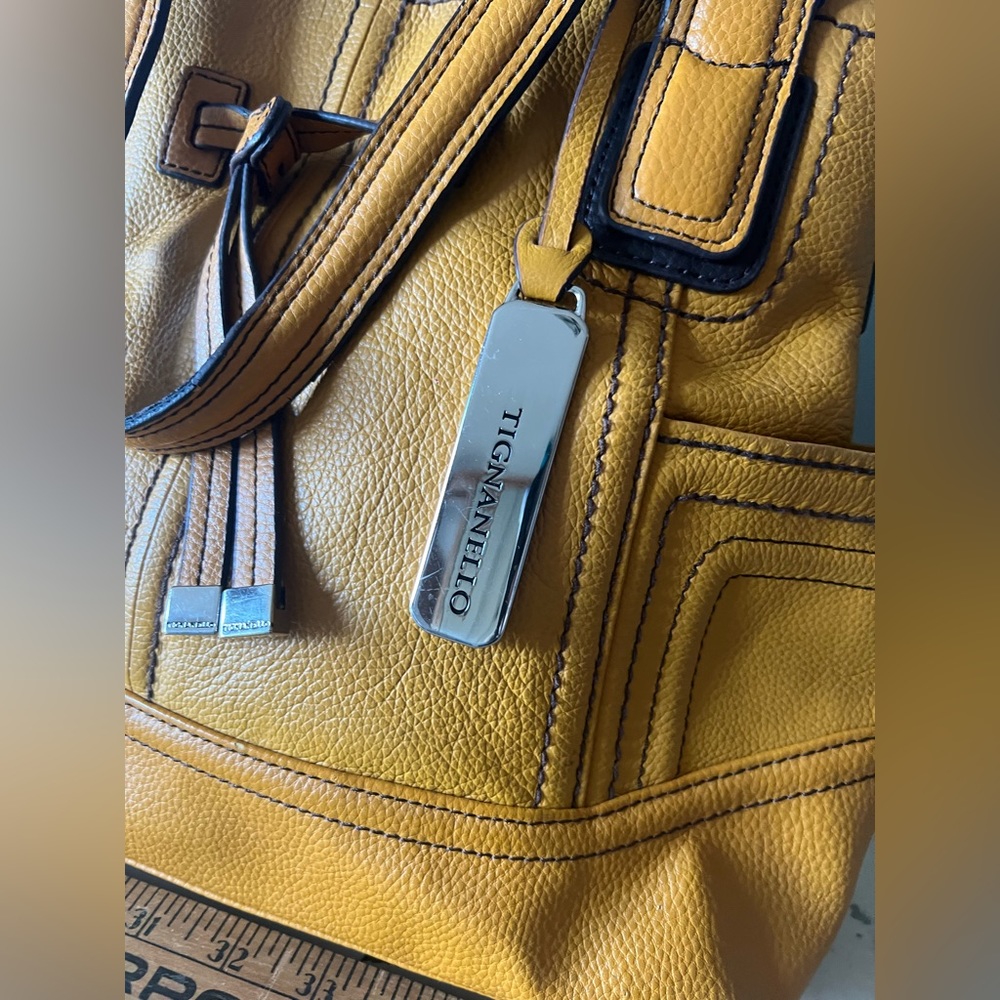 Tignanello Mustard Pebble leather purse